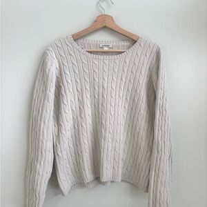 Cable Knit Crewneck Sweater in Light Beige